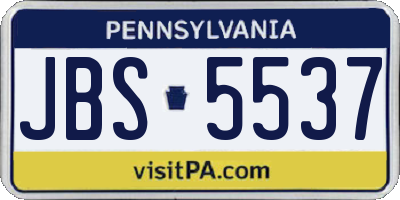 PA license plate JBS5537