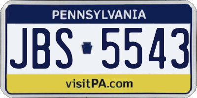 PA license plate JBS5543