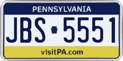PA license plate JBS5551