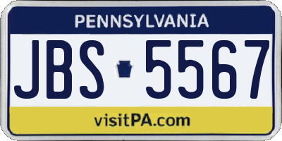 PA license plate JBS5567