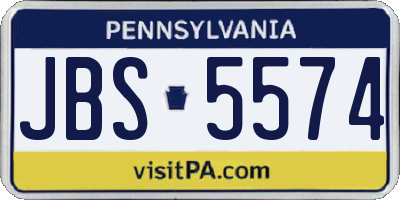 PA license plate JBS5574