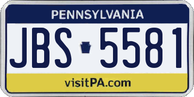 PA license plate JBS5581