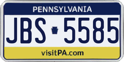 PA license plate JBS5585