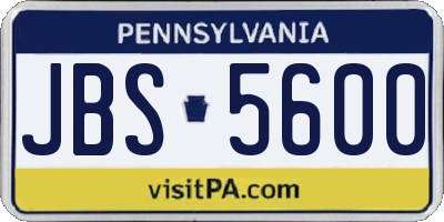 PA license plate JBS5600