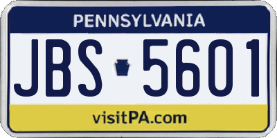 PA license plate JBS5601