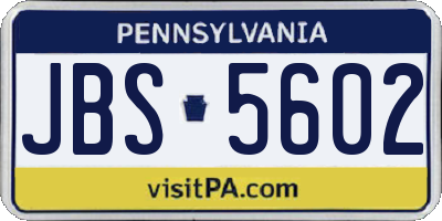 PA license plate JBS5602