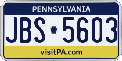 PA license plate JBS5603