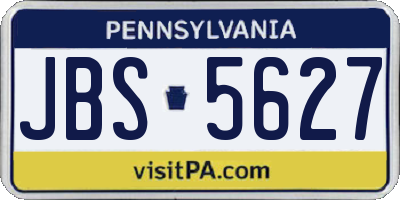 PA license plate JBS5627