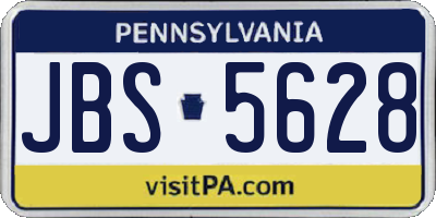 PA license plate JBS5628