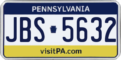 PA license plate JBS5632