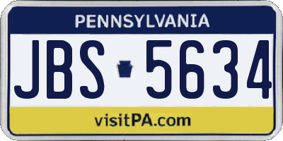PA license plate JBS5634