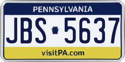PA license plate JBS5637
