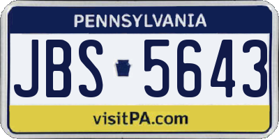 PA license plate JBS5643