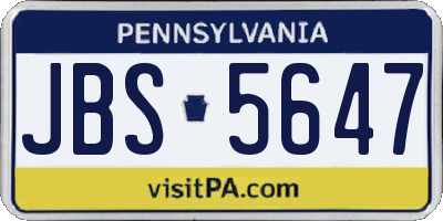 PA license plate JBS5647