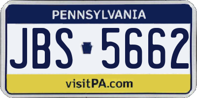 PA license plate JBS5662