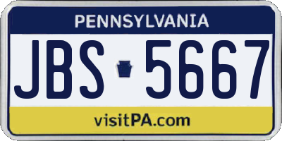 PA license plate JBS5667