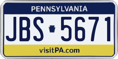 PA license plate JBS5671
