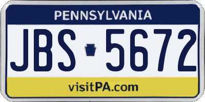 PA license plate JBS5672