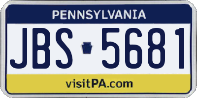 PA license plate JBS5681