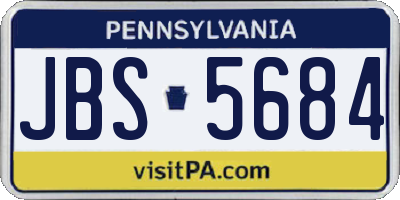 PA license plate JBS5684