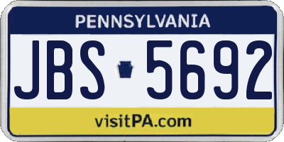 PA license plate JBS5692