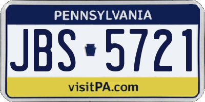 PA license plate JBS5721