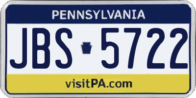 PA license plate JBS5722