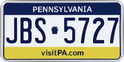 PA license plate JBS5727