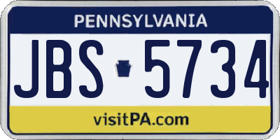 PA license plate JBS5734