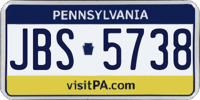 PA license plate JBS5738