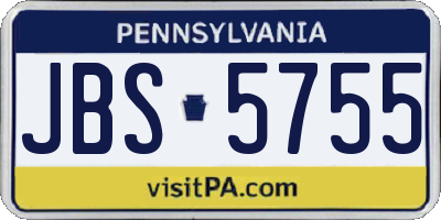 PA license plate JBS5755