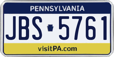 PA license plate JBS5761