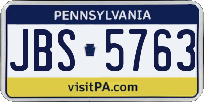 PA license plate JBS5763