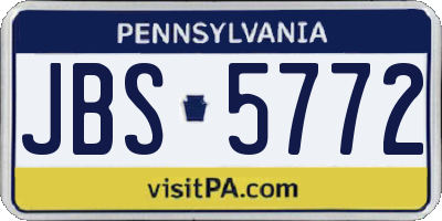 PA license plate JBS5772