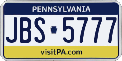PA license plate JBS5777