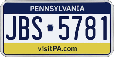PA license plate JBS5781