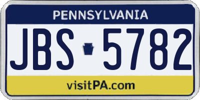 PA license plate JBS5782
