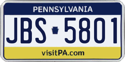PA license plate JBS5801