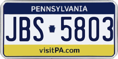 PA license plate JBS5803