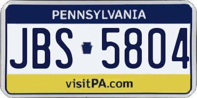 PA license plate JBS5804