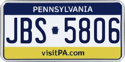 PA license plate JBS5806