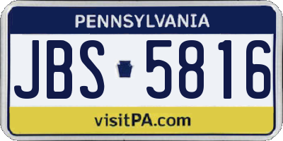 PA license plate JBS5816