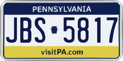 PA license plate JBS5817