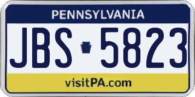PA license plate JBS5823