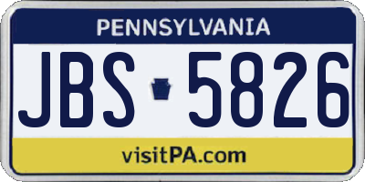 PA license plate JBS5826