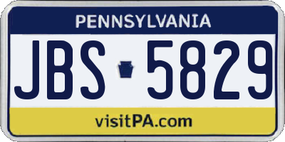 PA license plate JBS5829