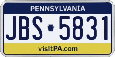 PA license plate JBS5831