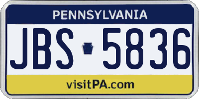 PA license plate JBS5836