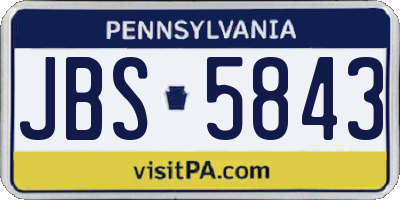 PA license plate JBS5843