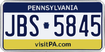 PA license plate JBS5845